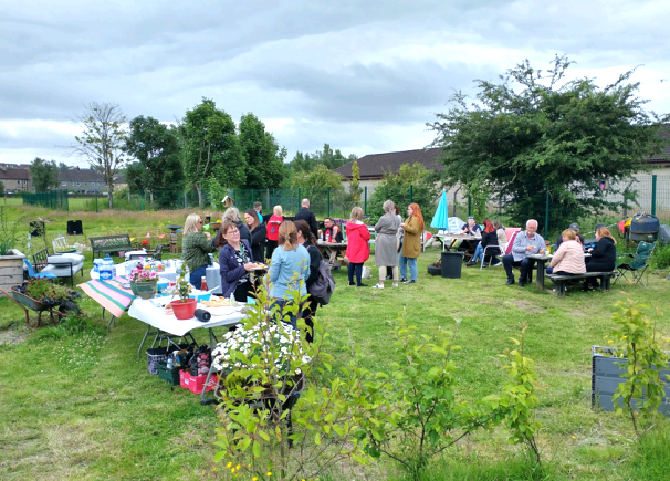 Attendees at the recent Shortlees Social event, which took place in Shortlees Community Garden.