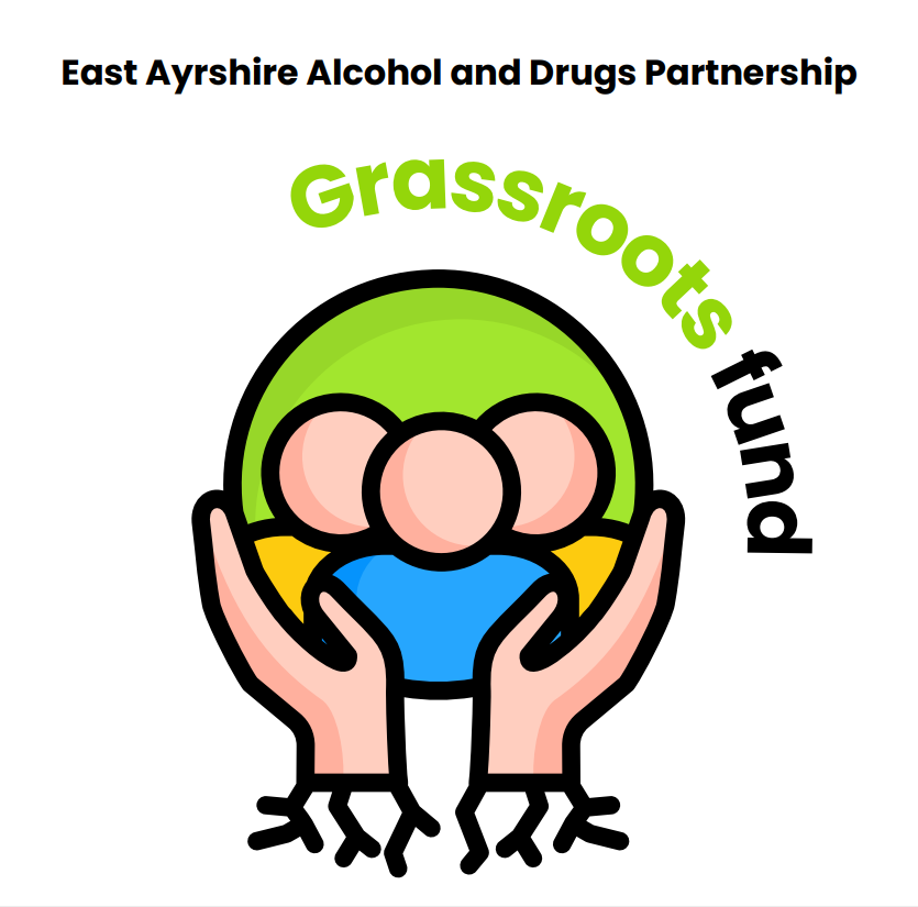 Graphic showing two hands supporting a group of people