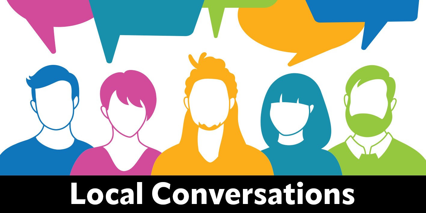 Local Conversations banner image of coloured silhouettes of a group of people.